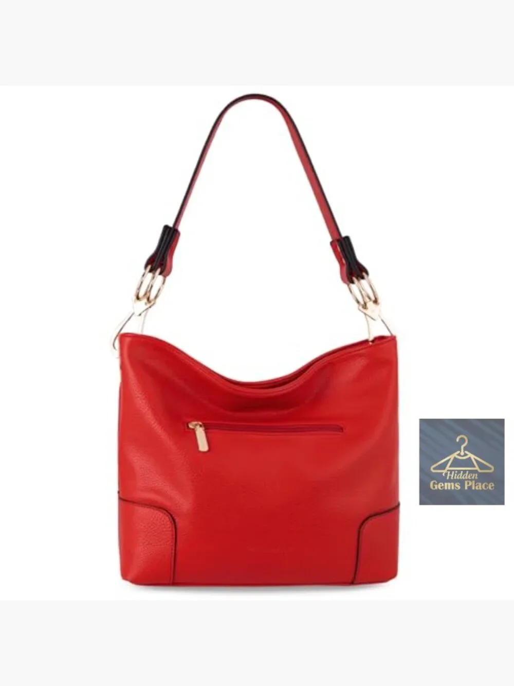 Large Hobo Bag w/ Top Handle, Shoulder Strap - Faux Leather Handbag
